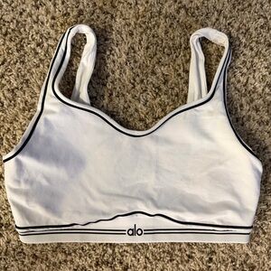 ALO Yoga White airbrush heart throb bra